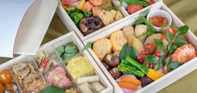 chocolates and fruits on three boxes